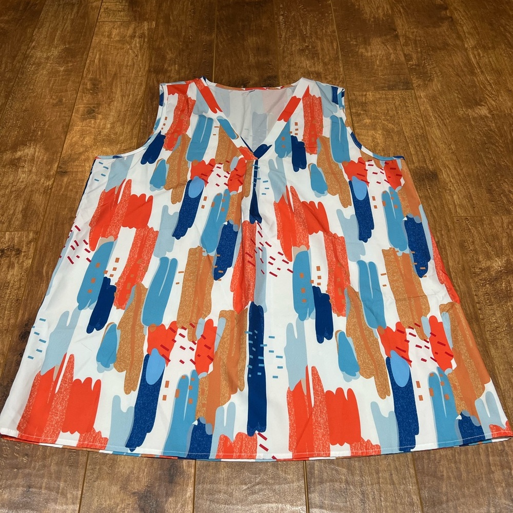 Colorful Abstract Sleeveless Top